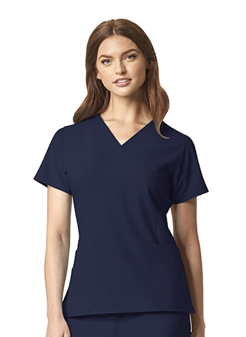 WonderWink - Ladies Navy WW INDY 4.0 V-Neck Scrub Top. 1602