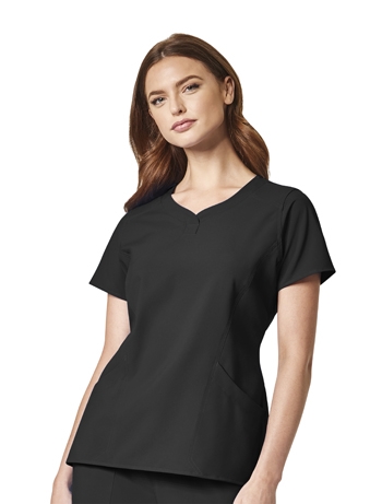 WonderWink - Ladies Black WW INDY 4.0 Notch Neck Scrub Top. 1606