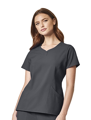 WonderWink - Ladies Pewter WW INDY 4.0 Notch Neck Scrub Top. 1607