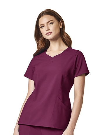 WonderWink - Ladies Wine WW INDY 4.0 Notch Neck Scrub Top. 1631