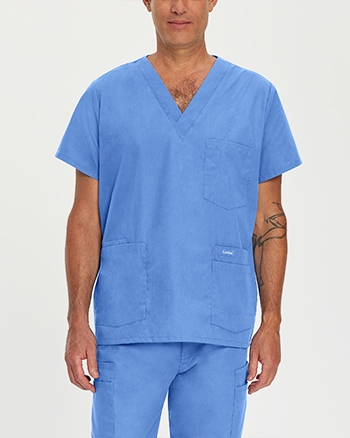 Landau - Essentials Men's 5 Pocket V-Neck Scrub Top. 7489