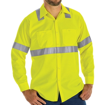 Red Kap - Long-Sleeve Hi-Visibility Ripstop Work Shirt Class 2 Level 2. SY14HV