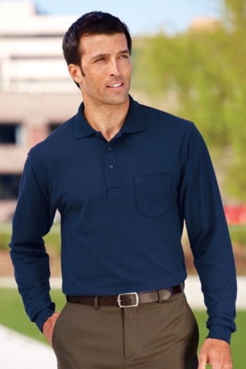 â€‹Port Authority - Long Sleeve Silk Touch Polo with Pocket. K500LSP