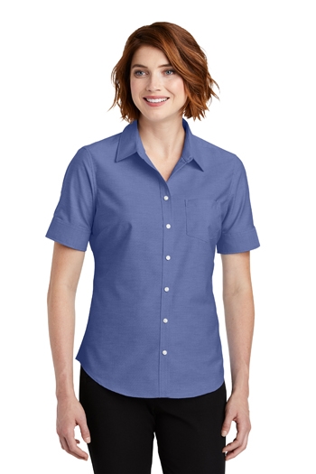 Port Authority Ladies Short Sleeve SuperProâ„¢ Oxford Shirt - Shop