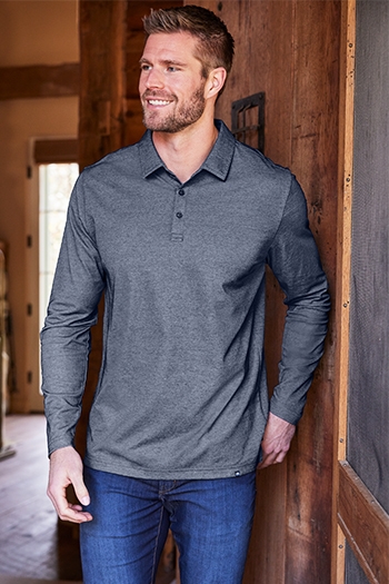 TravisMathew - Oceanside Heather Long Sleeve Polo. TM1MZ343