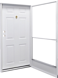 34in.X80in. L Hinge 6 panel Steel Door 4in. Dynasty Oval Glass