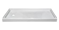 54" x 27" Mobile Home Shower Pan Fiberglass White Left Drain