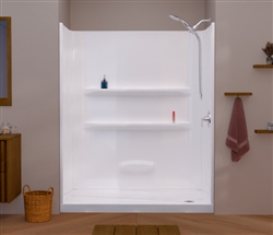 60 x 32 Mobile Home Right Hand Drain Shower w/3 Piece Surround White
