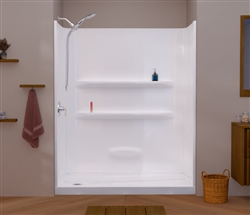 60 x 32 Mobile Home Left Hand Drain Shower w/3 Piece Surround White