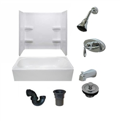 54 x 27 Mobile Home bathtub With 3 Piece Fiberglass Surround