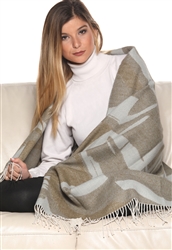 100% Baby Alpaca Abstract Jacquard Throw - No Synthetics or Chemical Dyes