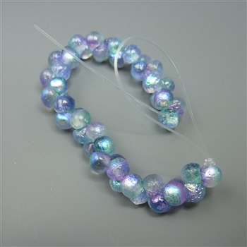 4mm mushroom beads, etched aqua celestial, 50pcs