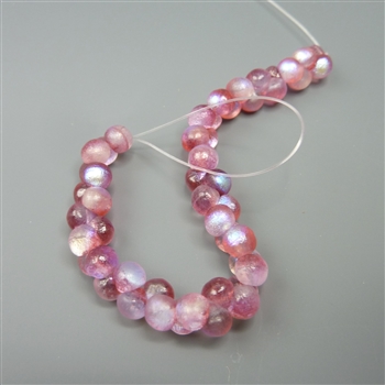 4mm mushroom beads, etched rose celestial, 50pcs