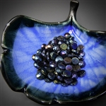 7mm antique metallic blue iris rose cut nail head beads,  pack of 100