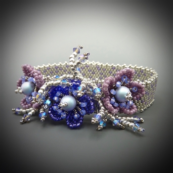 Cherry Blossom Bracelet Kit, silver & purple - RESTOCKED