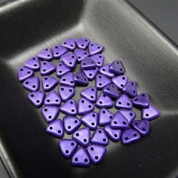 6mm Czech mate triangle beads, purple metallic suede
