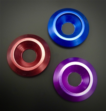 Set of 3 anodized aluminum counter sunk washers