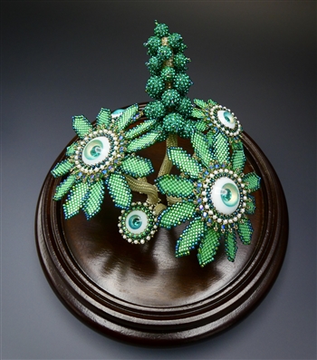 Green Eye Flower Sculpture - one of a kind work of art