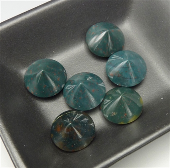 Set of 6 fancy jasper shallow stone points, 16mm