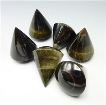 Set of 6 extra large tiger's eye stones points