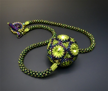 Dodecahedron Beaded Bead Necklace Kit, citrus and plum