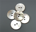 Five mother of pearl button, 20mm diameter.