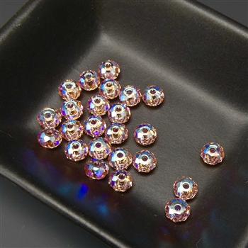 6mm Swarovski briolette beads, rose peach shimmer 2X, 24 beads