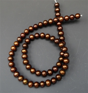 1 strand 6.5-7mm high quality freshwater pearls, golden brown