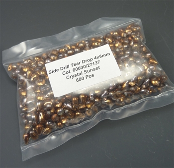 Crystal Sunset 4x6mm Czech drops, 600 beads