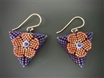 Triangle Blossom Earrings Kit, persimmon and dark purple