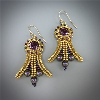 X Marks the Spot Earrings Kit, gold & plum