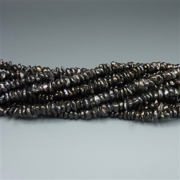 6-7mm keshi charcoal black fresh water pearls, one 16" strand