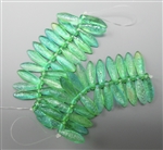 Etched Czech Daggers, celestial green, 50 beads