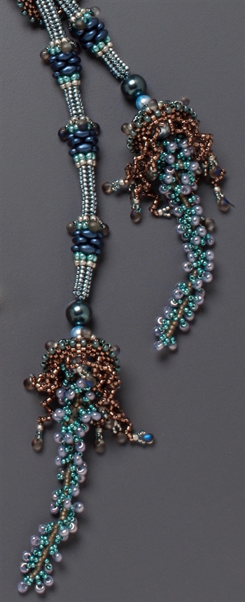 Jellyfish Lariat Necklace Kit, blue, grey & brown - RESTOCKED!
