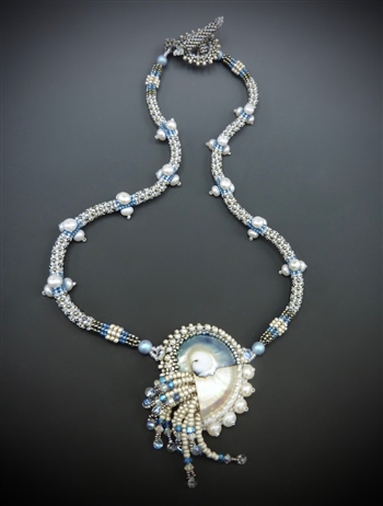 Nautilus Necklace Kit, blue & white - RESTOCKED