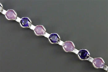 Swarovski Cup Chain, 24pp, cyclamen opal/purple velvet rhodium, 12 inches