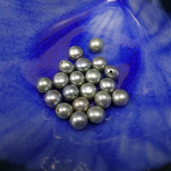 5-5.5mm side drilled button pearls,  sage green