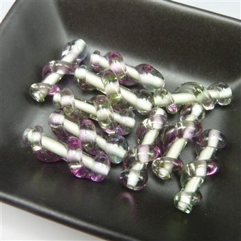 10 Czech Lampwork Spiral Beads, wisteria colorway