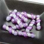 10 Czech Lampwork Spiral Beads, purple & grey colorway