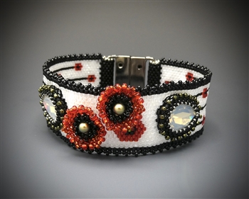 Nouveau Poppy Bracelet Virtual Workshop and Kit (black, white & red kit) - March 8th, 2024 release date