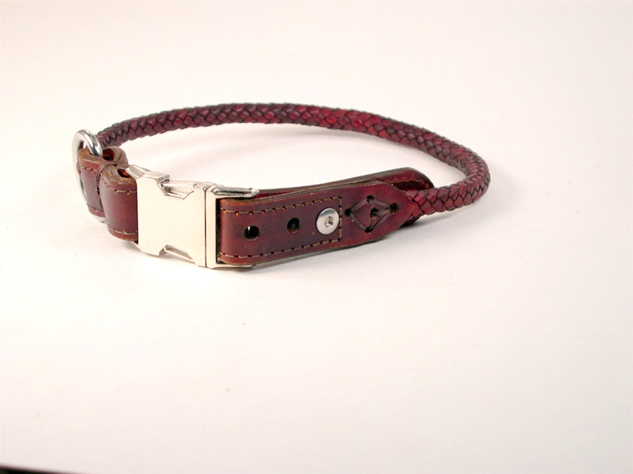 Braided rolled leather dog fashion collar