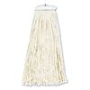 Cut-End Lie-Flat Wet Mop Head, Cotton, 16oz, White