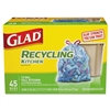 Tall Kitchen Blue Recycling Bags, 13 Gal, 0.9 Mil, Blue, 180/carton