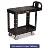 Flat Shelf Utility Cart, Two-Shelf, 19.19w X 37.88d X 33.33h, Black