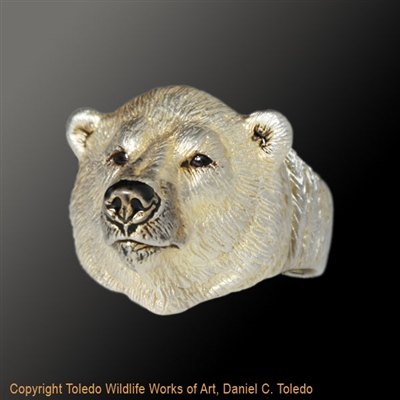 Polar Bear Ring "Conqueror of the North II" by wildlife artist jeweler Daniel C. Toledo, Toledo Wildlife Works of Art