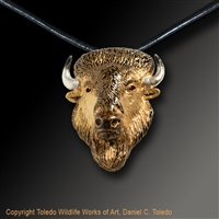 Bison Pendant "American Monarch" by wildlife artist jeweler Daniel C. Toledo, Toledo Wildlife Works of Art