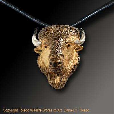 Bison Pendant "American Monarch" by wildlife artist jeweler Daniel C. Toledo, Toledo Wildlife Works of Art