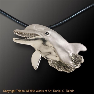 Dolphin Pendant "Angel of the Sea" by wildlife artist and jeweler Daniel C. Toledo, Toledo Wildlife Works of Art