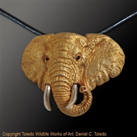 Elephant Pendant "Lord of the Plains" by wildlife artist and jeweler Daniel C. Toledo, Toledo Wildlife Works of Art