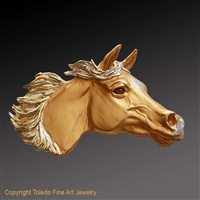 Arabian Horse Pendant "Wind Dancer" by wildlife artist and jeweler Daniel C. Toledo, Toledo Wildlife Works of Art